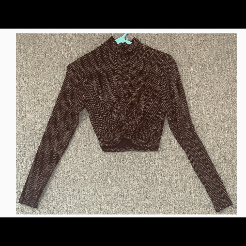 Sparkly Turtle Neck Crop Top from Forever21